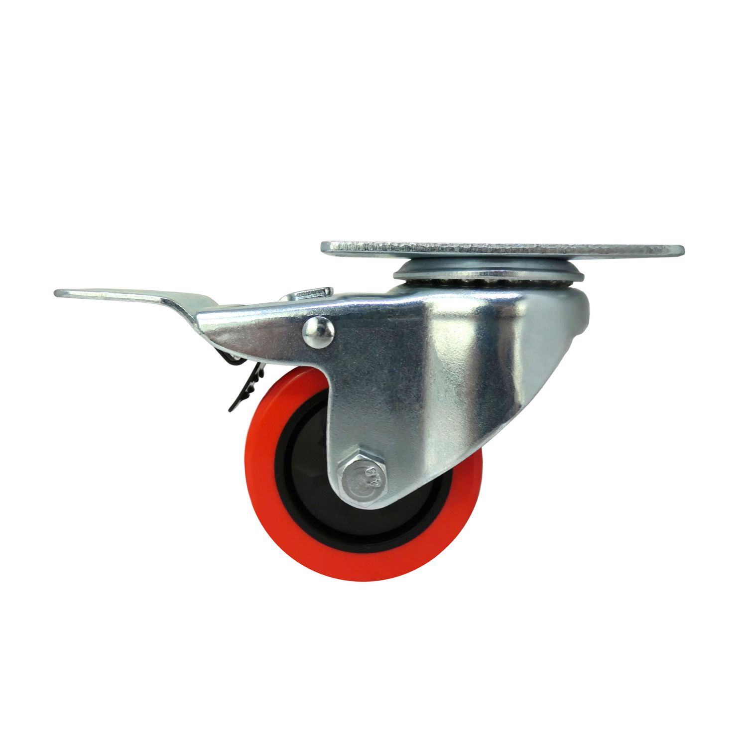 slide 2 of 5, Super Sliders 3" Polyurethane Swivel Caster with Brake, 175-lb. Capacity, Red, 1 ct