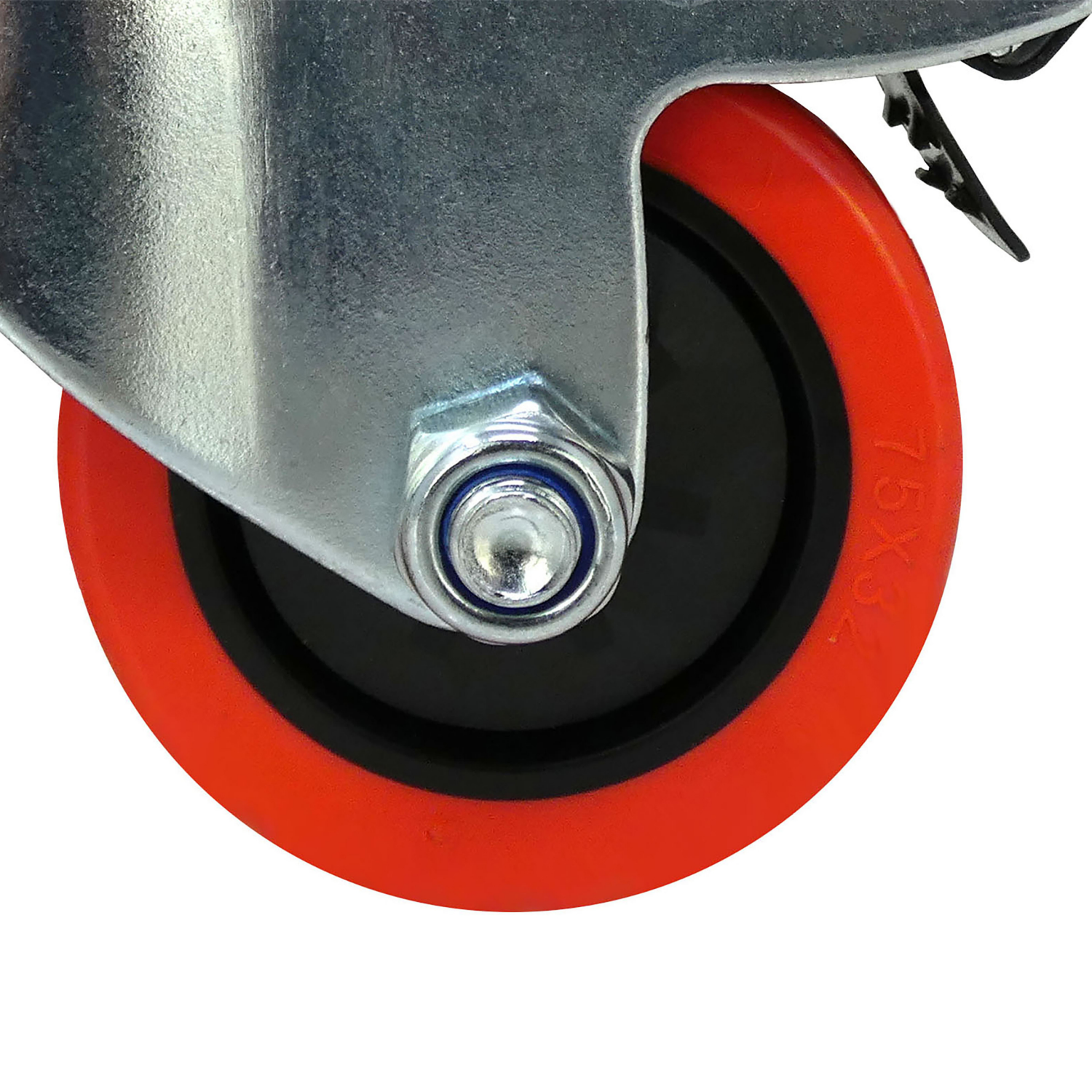 slide 5 of 5, Super Sliders 3" Polyurethane Swivel Caster with Brake, 175-lb. Capacity, Red, 1 ct
