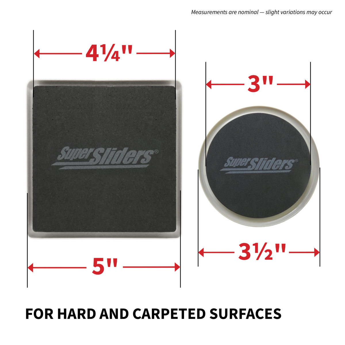 slide 4 of 5, Super Sliders 5" and 3-1/2" Beige Round Reusable Furniture Sliders, 16 ct
