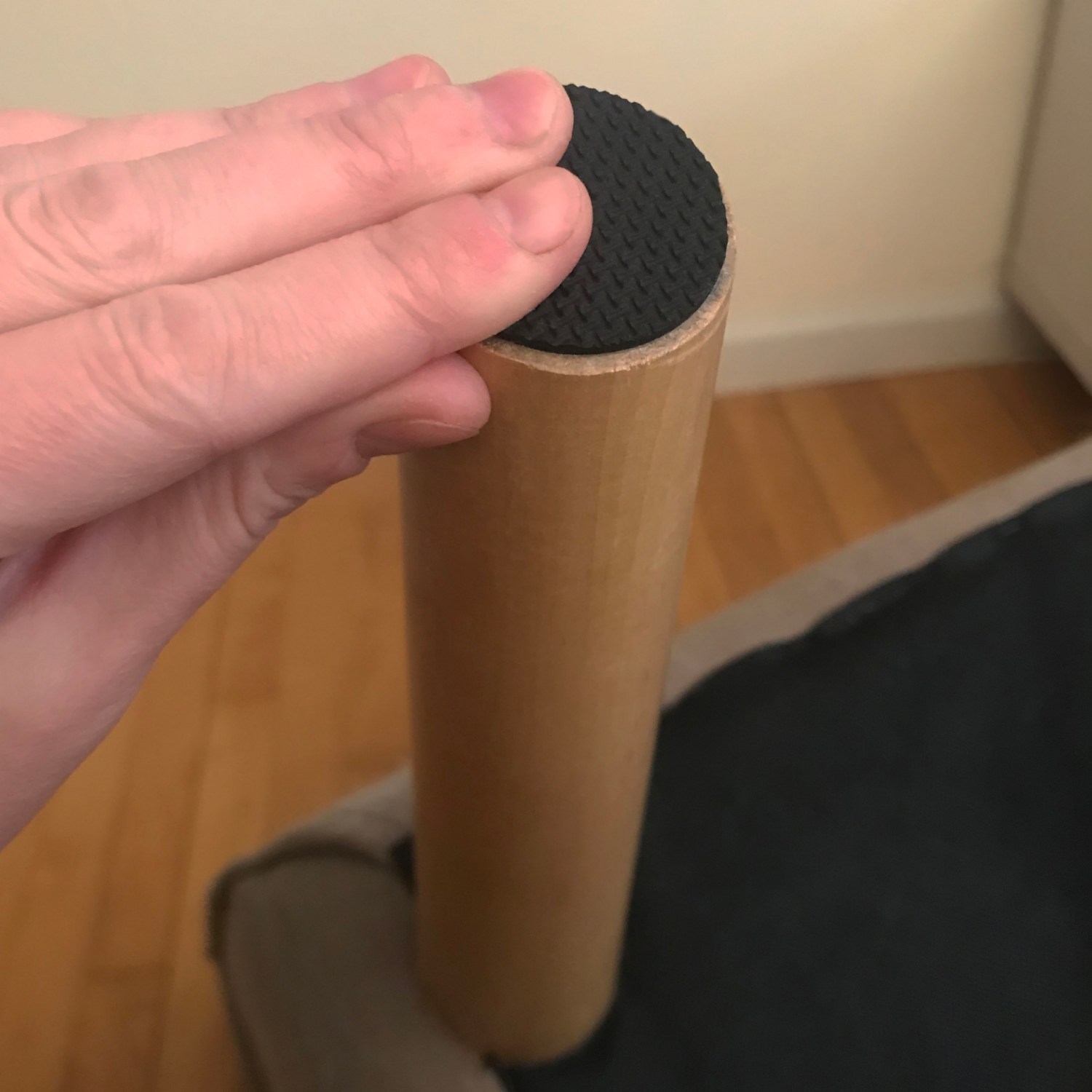 slide 4 of 5, Super Sliders 1 1/2" Round Non-Slip Self-Stick Gripper Pads for Hardwood, Black, 20 ct