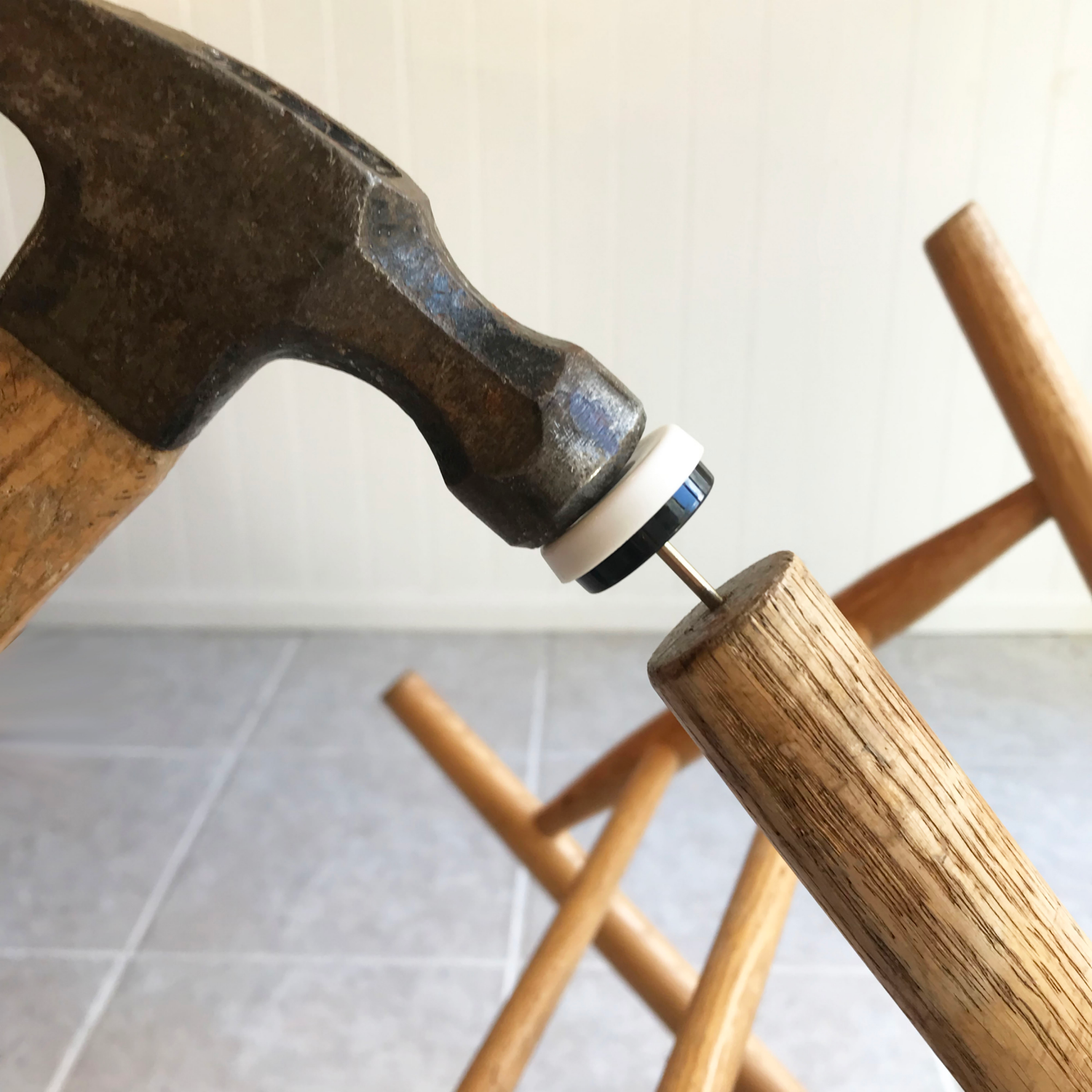 slide 4 of 5, Super Sliders 1 1/8" Round Nail-On Furniture Glides For Wooden Furniture, White, 8 ct