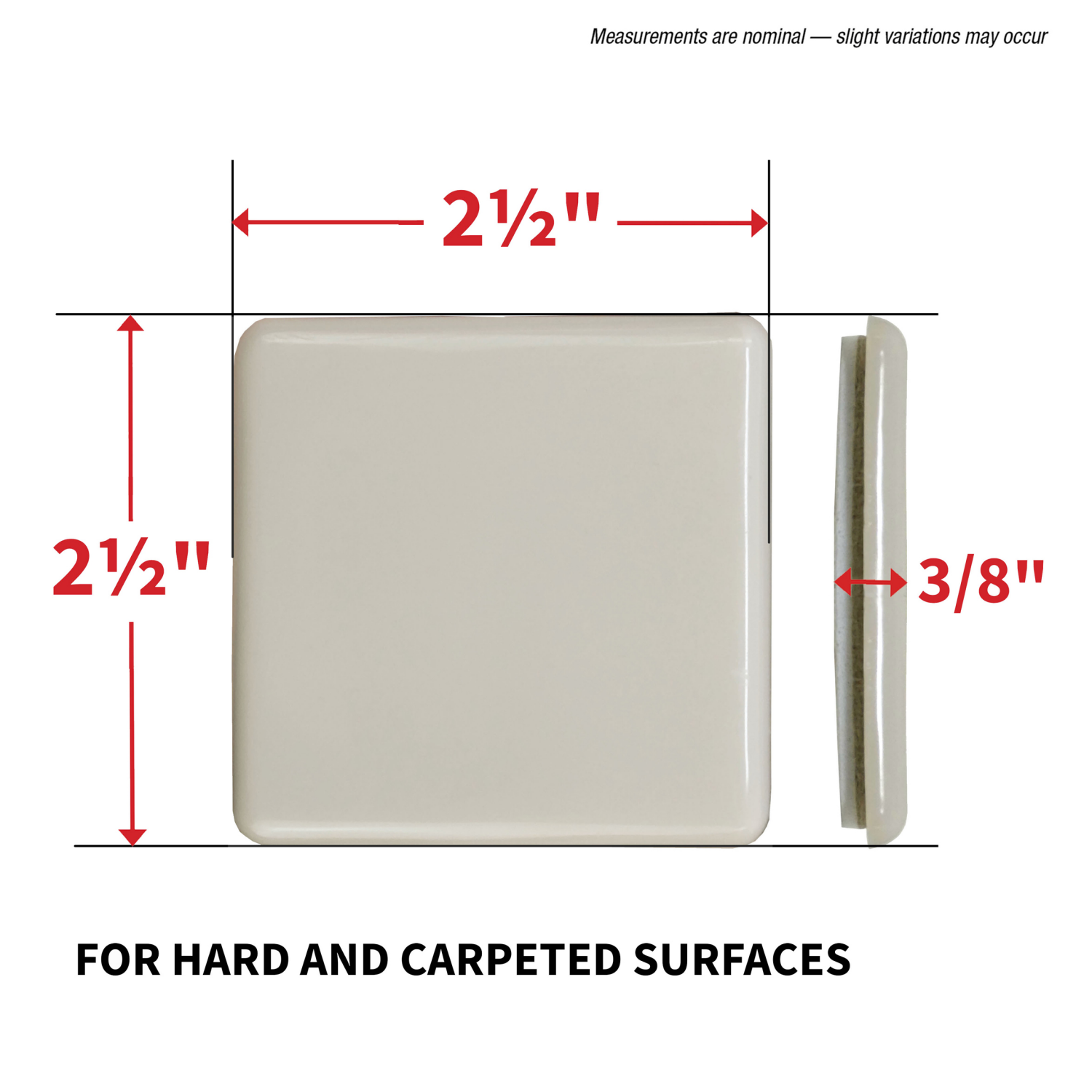 slide 4 of 5, Super Sliders 2 1/2" Square Self-Stick Furniture Sliders for Carpet, Beige, 4 ct