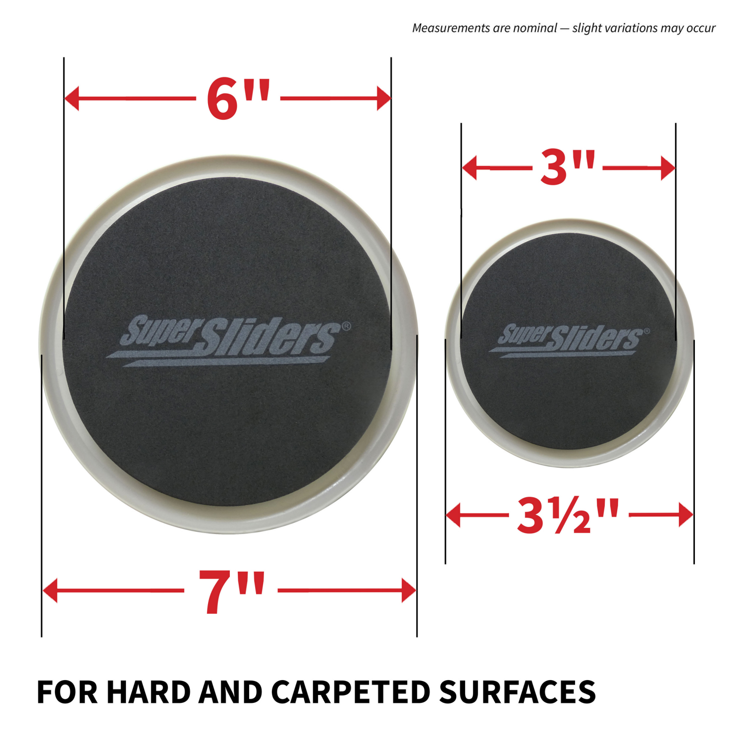 slide 5 of 5, SuperSliders 3 1/2'' & 7'' Reusable Furniture Sliders Combo, Beige, 8 ct