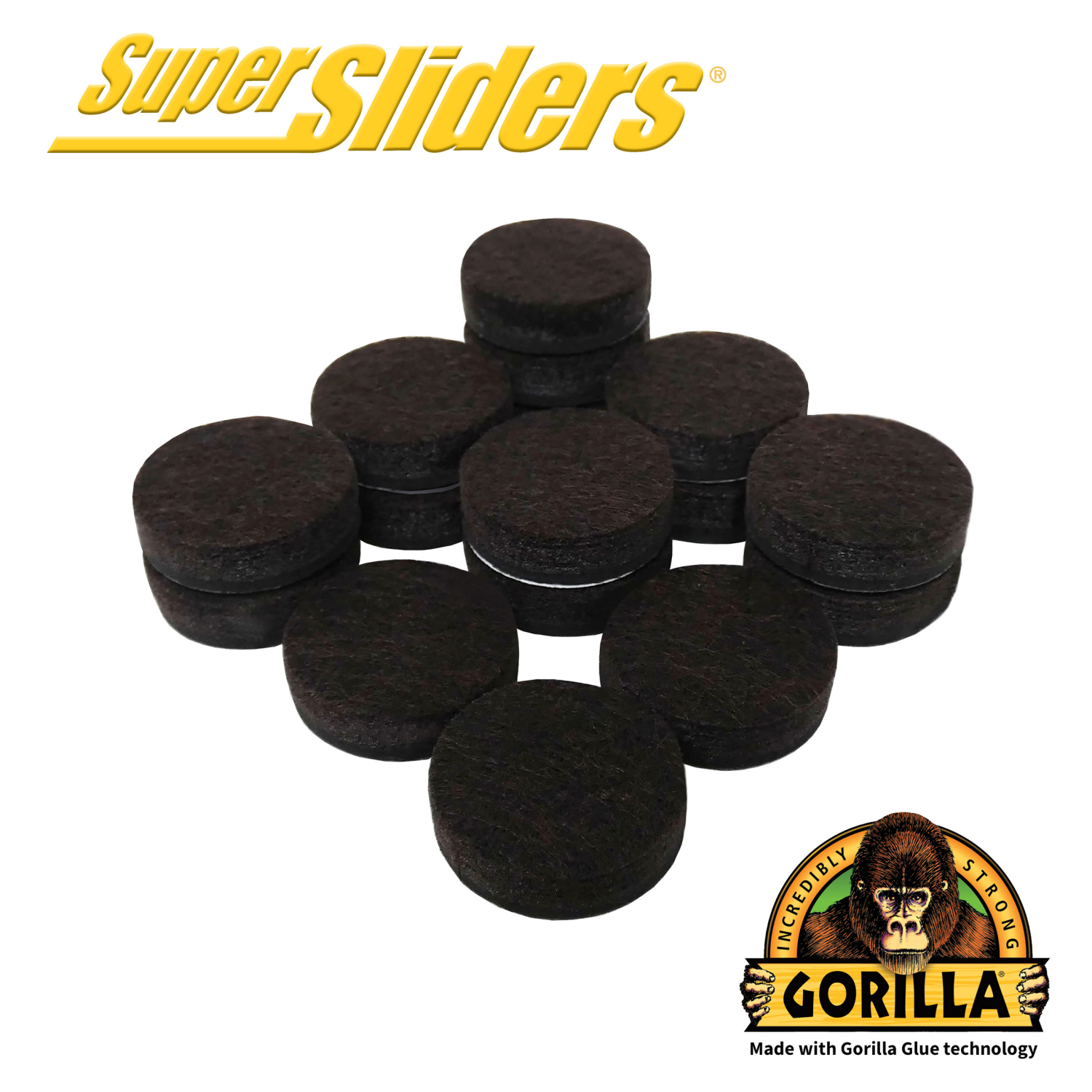 slide 1 of 5, Super Sliders with Gorilla Glue 1" Brown Round Felt Pads - 16 Pack, 16 ct