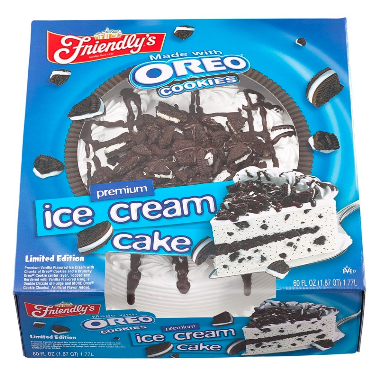 slide 1 of 3, Friendly's Oreo Cookies Premium Ice Cream Cake, 60 fl oz