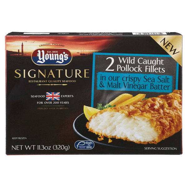 slide 1 of 1, Young's Salt & Vinegar Crisp Batter Pollock Fillets, 11.3 oz