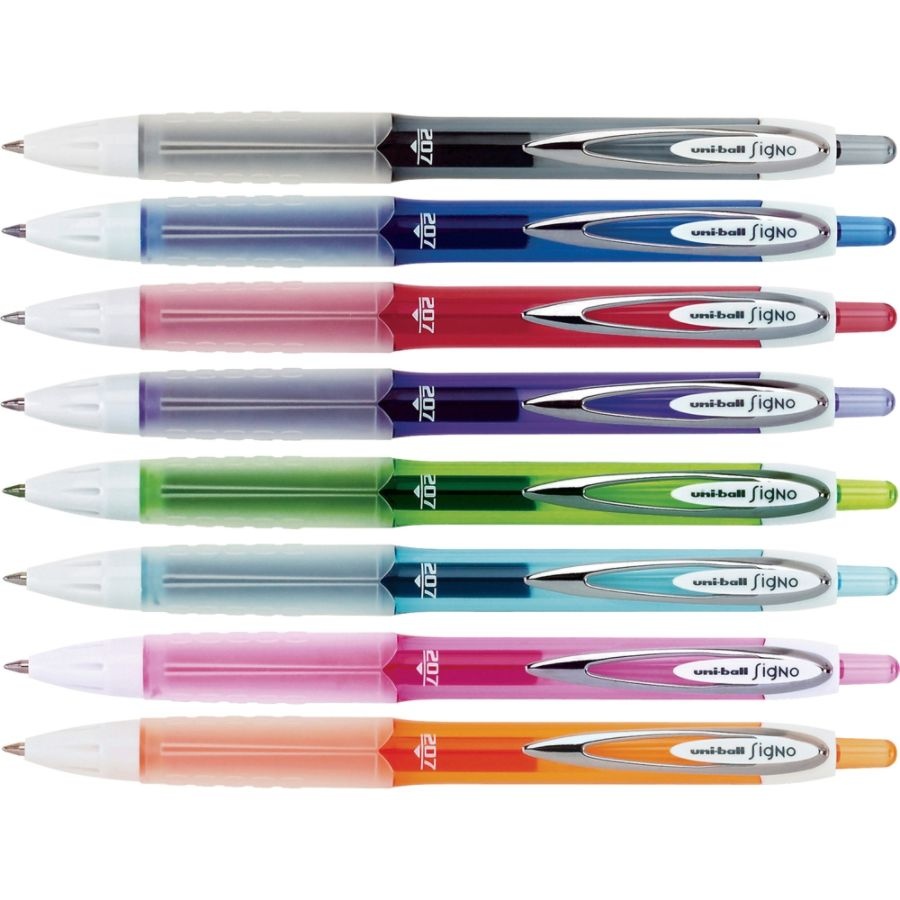 uni-ball 207 Retractable Fraud Prevention Gel Pens, Medium Point, Assorted  Barrels, Assorted Ink Colors, Pack Of 8 8 ct