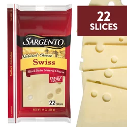 Sargento Natural Swiss Sliced Cheese, 22 Slices, 14 oz