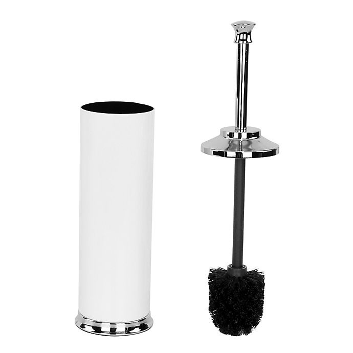 slide 2 of 2, Alumiluxe Rust-Proof Toilet Bowl Brush and Holder Set - White/Polished Nickel, 2 ct