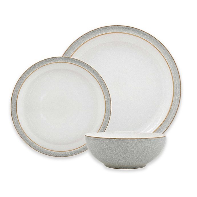 slide 1 of 3, Denby Elements Dinnerware Set - Light Grey, 12 ct