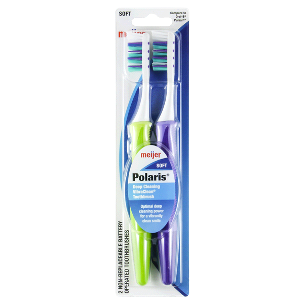 slide 1 of 2, Meijer Polaris Vibra Clean Toothbrush, 2 ct