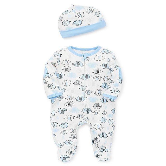 slide 1 of 1, Little Me Newborn Blue Elephant Footie and Hat Set, 2 ct