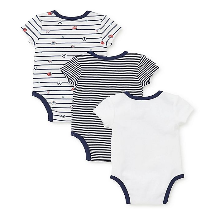 slide 2 of 2, Little Me Newborn Sports Star Bodysuits - Navy, 3 ct