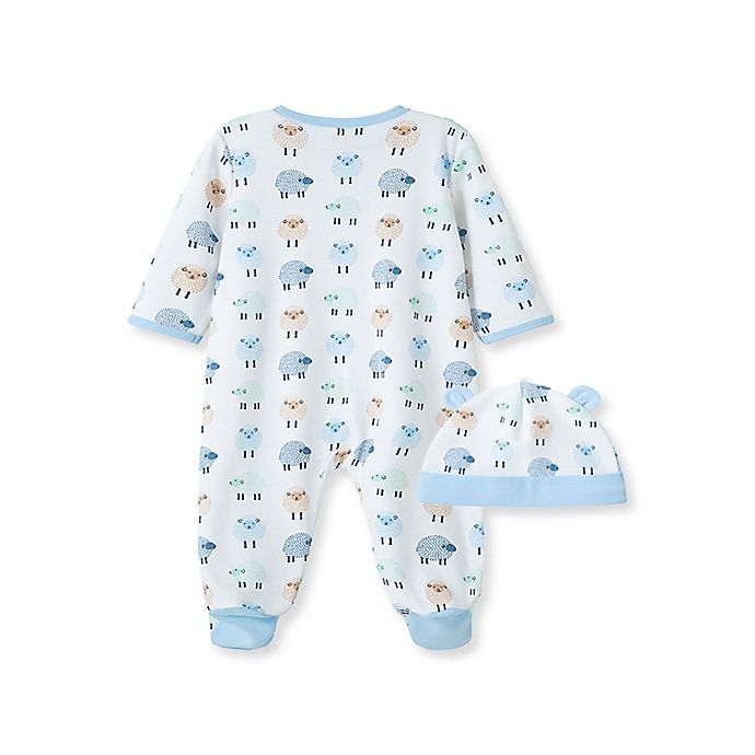 slide 2 of 2, Little Me Newborn Dotty Lambs Footie and Hat Set - White, 2 ct