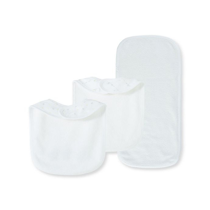 slide 2 of 2, Little Me Duck Pond Organic Cotton Bib and Burp Cloth Set - White, 3 ct