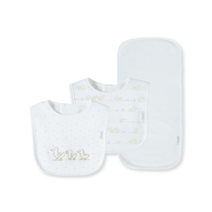 slide 1 of 2, Little Me Duck Pond Organic Cotton Bib and Burp Cloth Set - White, 3 ct