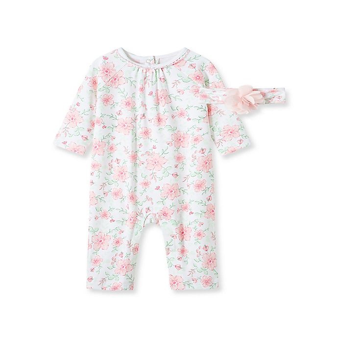 slide 1 of 2, Little Me coverall newborn blossom print, 1 ct