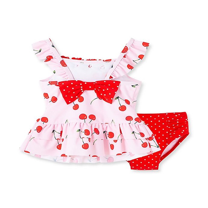 slide 2 of 2, Little Me Swimsuit 6-9M Cherries Pink/Red, 1 ct