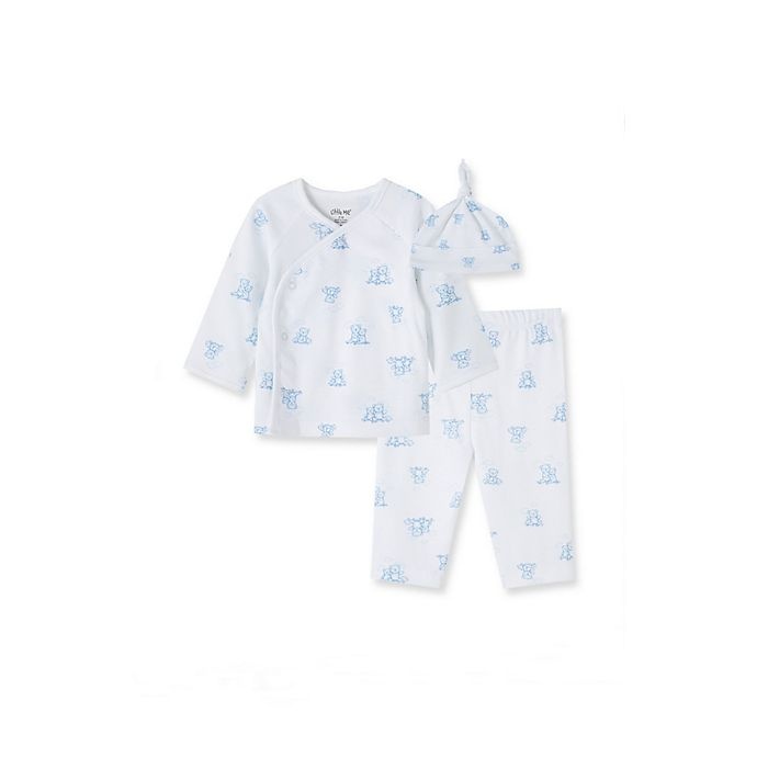 slide 1 of 4, Little Me Newborn White Bear Print Pant Set, 3 ct