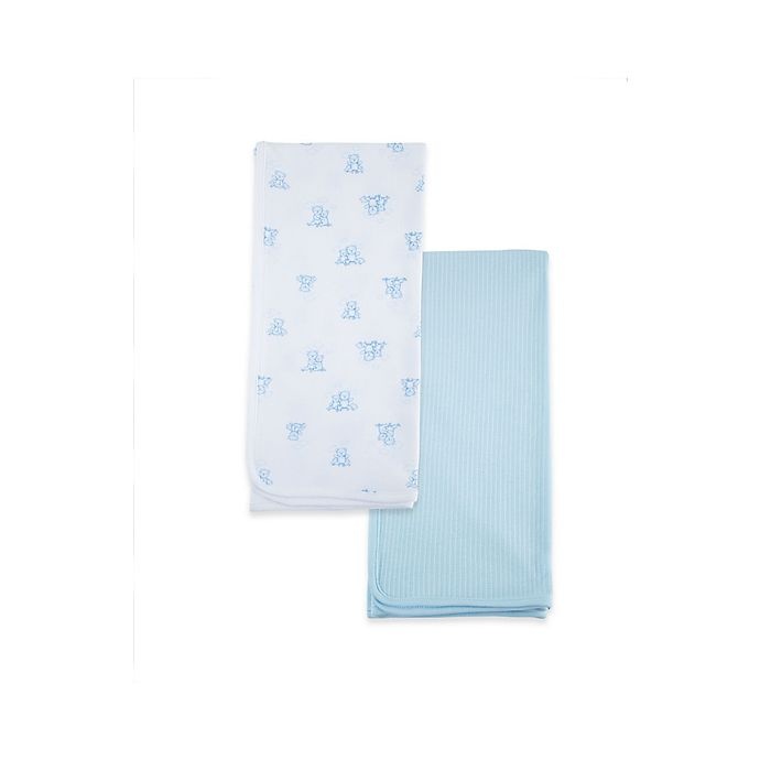 slide 2 of 5, Little Me Bear Organic Cotton Receiving Blankets - Blue, 2 ct