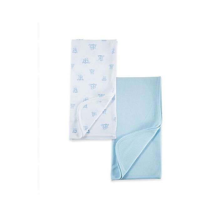 slide 3 of 5, Little Me Bear Organic Cotton Receiving Blankets - Blue, 2 ct