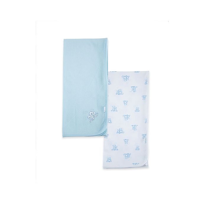 slide 1 of 5, Little Me Bear Organic Cotton Receiving Blankets - Blue, 2 ct