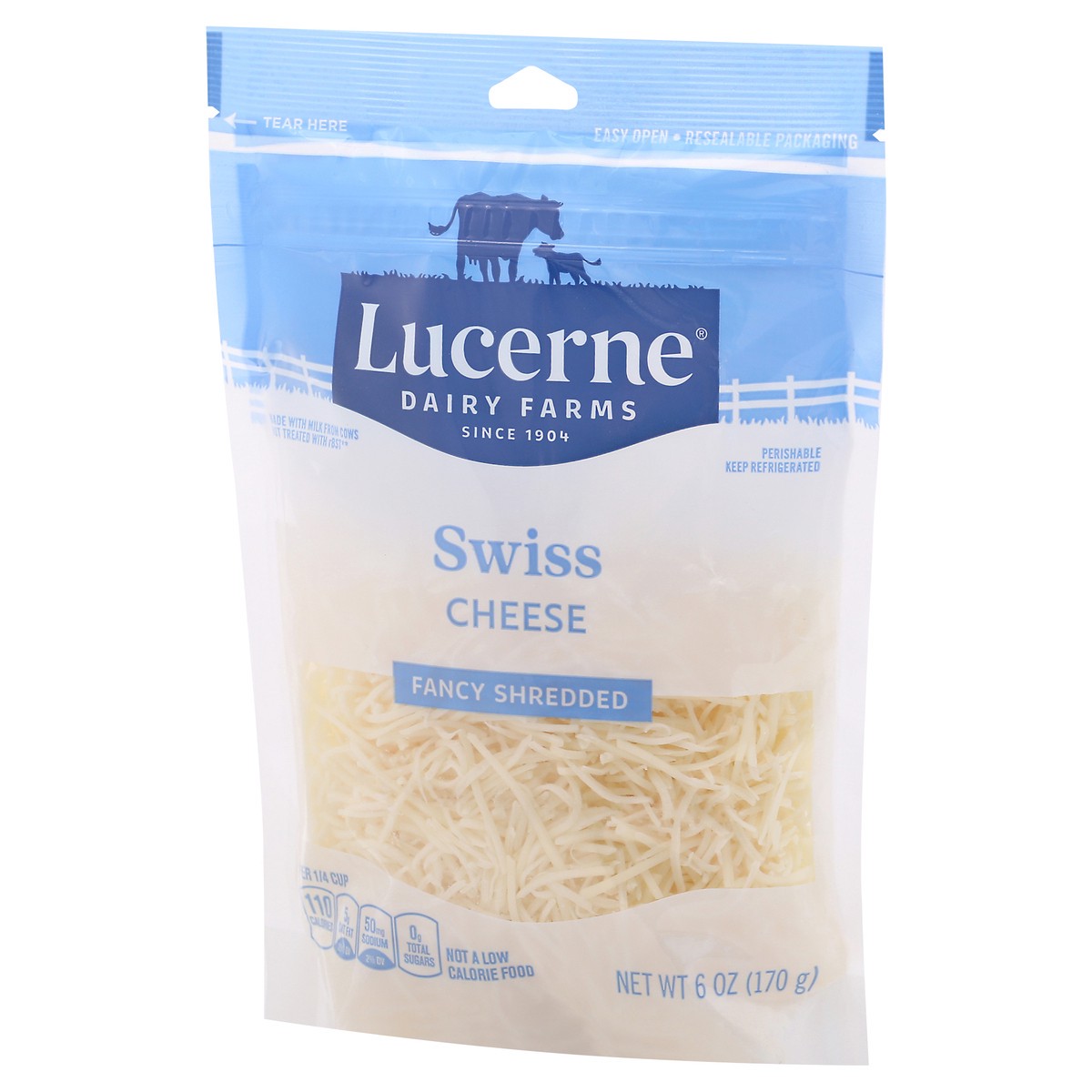 slide 7 of 13, Lucerne Dairy Farms Swiss Fancy Shredded Cheese 6 oz Pouch, 6 oz