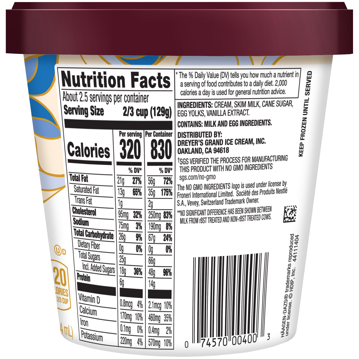 slide 2 of 2, Häagen-Dazs Vanilla Ice Cream, 14 fl oz