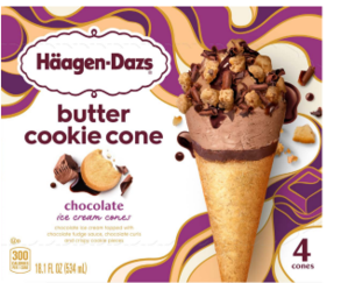 slide 1 of 3, Häagen-Dazs Chocolate Ice Cream Butter Cookie Cone, 4 Ct, 4 ct