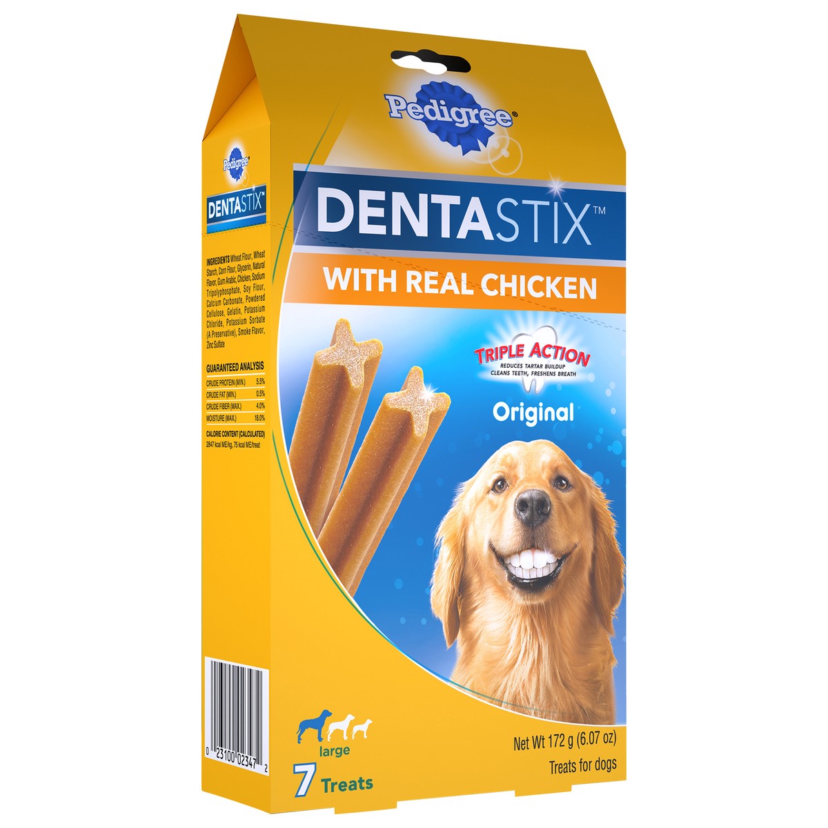 slide 2 of 10, Pedigree DentaStix Large Original with Real Chicken Treats for Dogs 7 ea, 7 ct