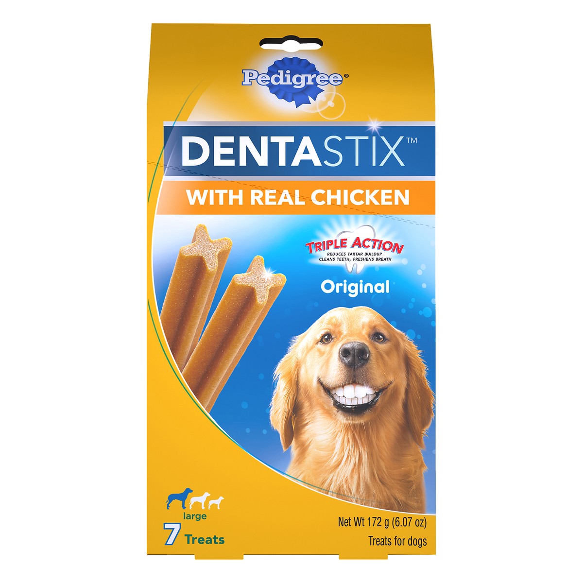 slide 1 of 10, Pedigree DentaStix Large Original with Real Chicken Treats for Dogs 7 ea, 7 ct