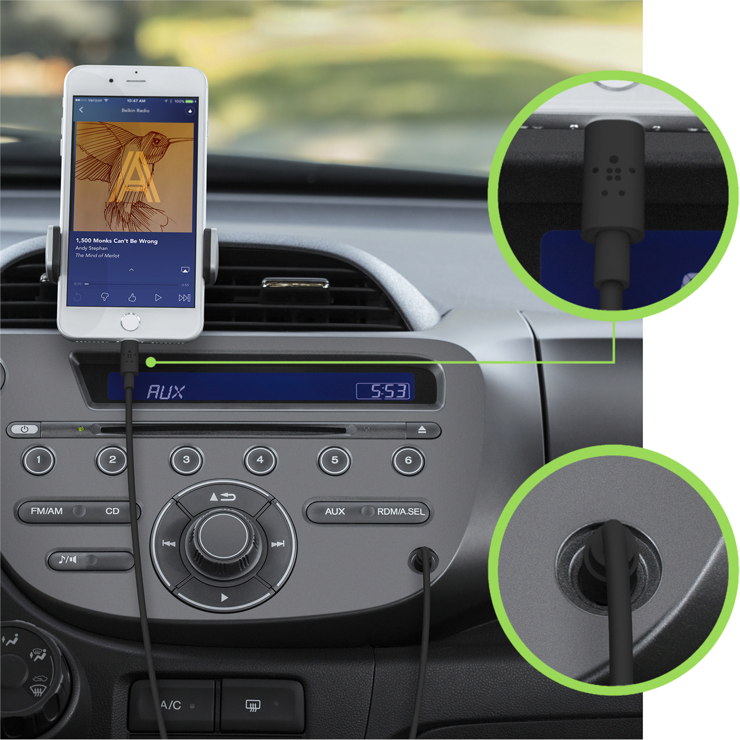 slide 1 of 4, Belkin Lightning To Aux Cable, 6 ft