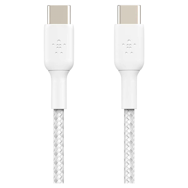 slide 2 of 21, Belkin Usb-C-To-Usb-C Braided Cable, 3.3', White, Cab004Bt1Mwh, 1 ct