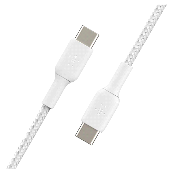 slide 15 of 21, Belkin Usb-C-To-Usb-C Braided Cable, 3.3', White, Cab004Bt1Mwh, 1 ct