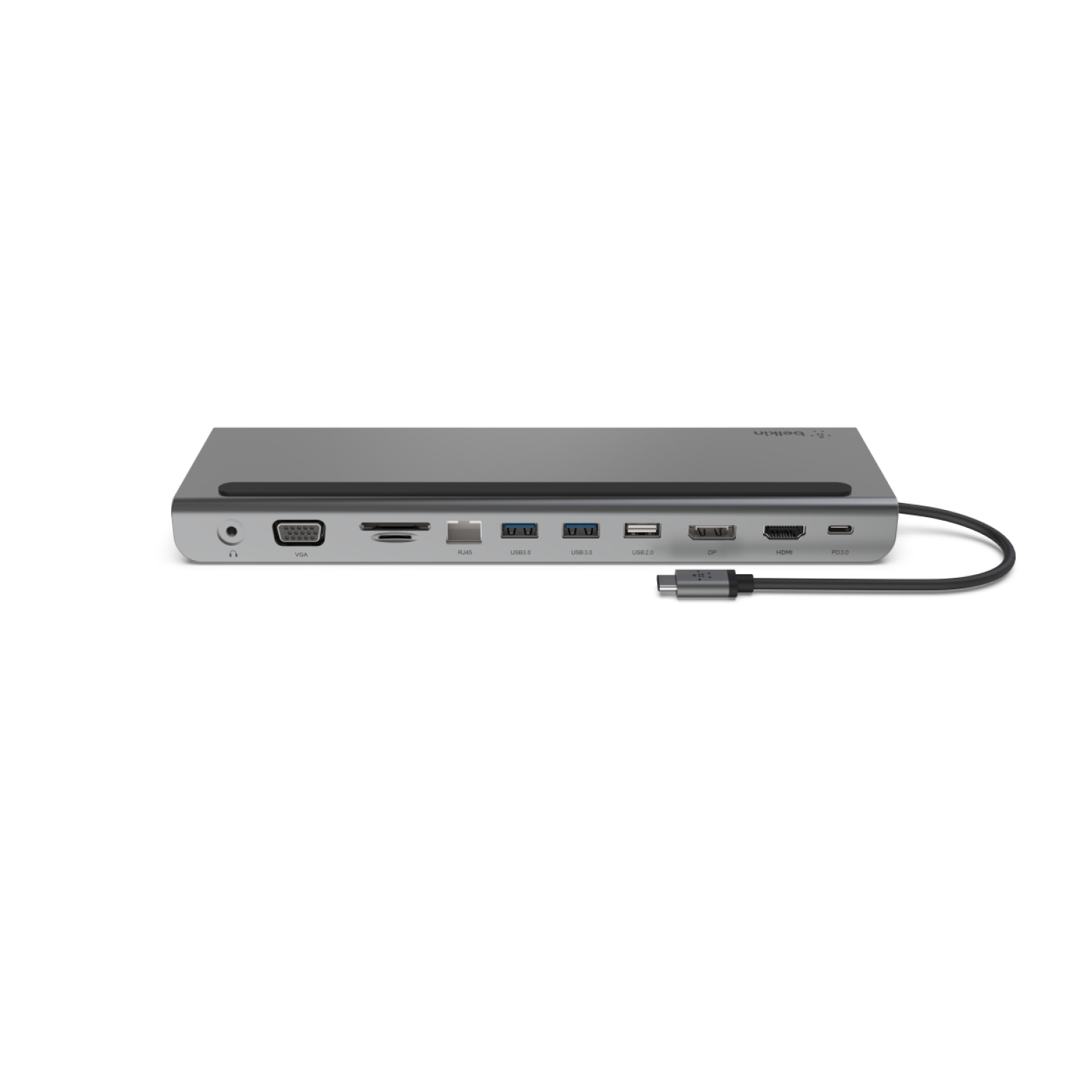 slide 3 of 4, Belkin Usb C Hub, 11-In-1 Multi-Port Laptop Dock With 4k Hdmi, Dp, Vga, Usb C Docking Station With 100w Power Delivery, Usb A, Gigabit Ethernet, Sd, Microsd, 3.5mm Port For Macbook Pro, Air And More, 1 ct