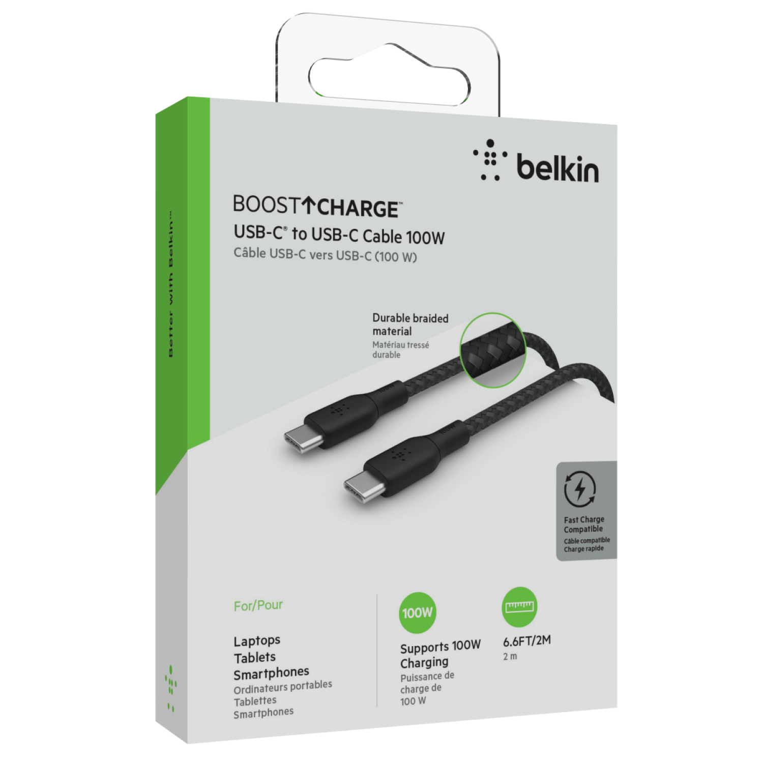 slide 3 of 3, Belkin Power Cable Usb-C To Usb-C 2M Blk, 1 ct