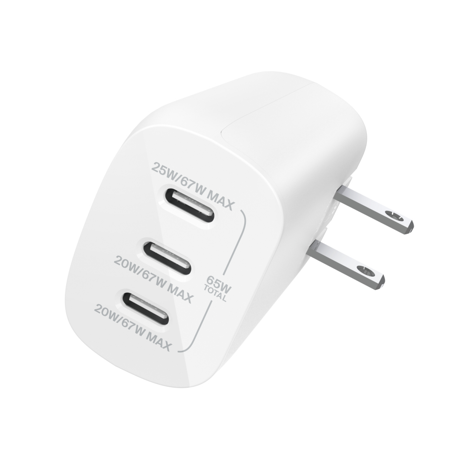 slide 2 of 4, Belkin BoostCharge 3-Port USB-C Wall Charger with PPS 67W, USB-C PD 3.1 Enabled Fast Charging iPhone Charger for iPhone 15 Series, MacBook Pro, AirPods, Galaxy, and Other PD Enabled Devices - White, 1 ct