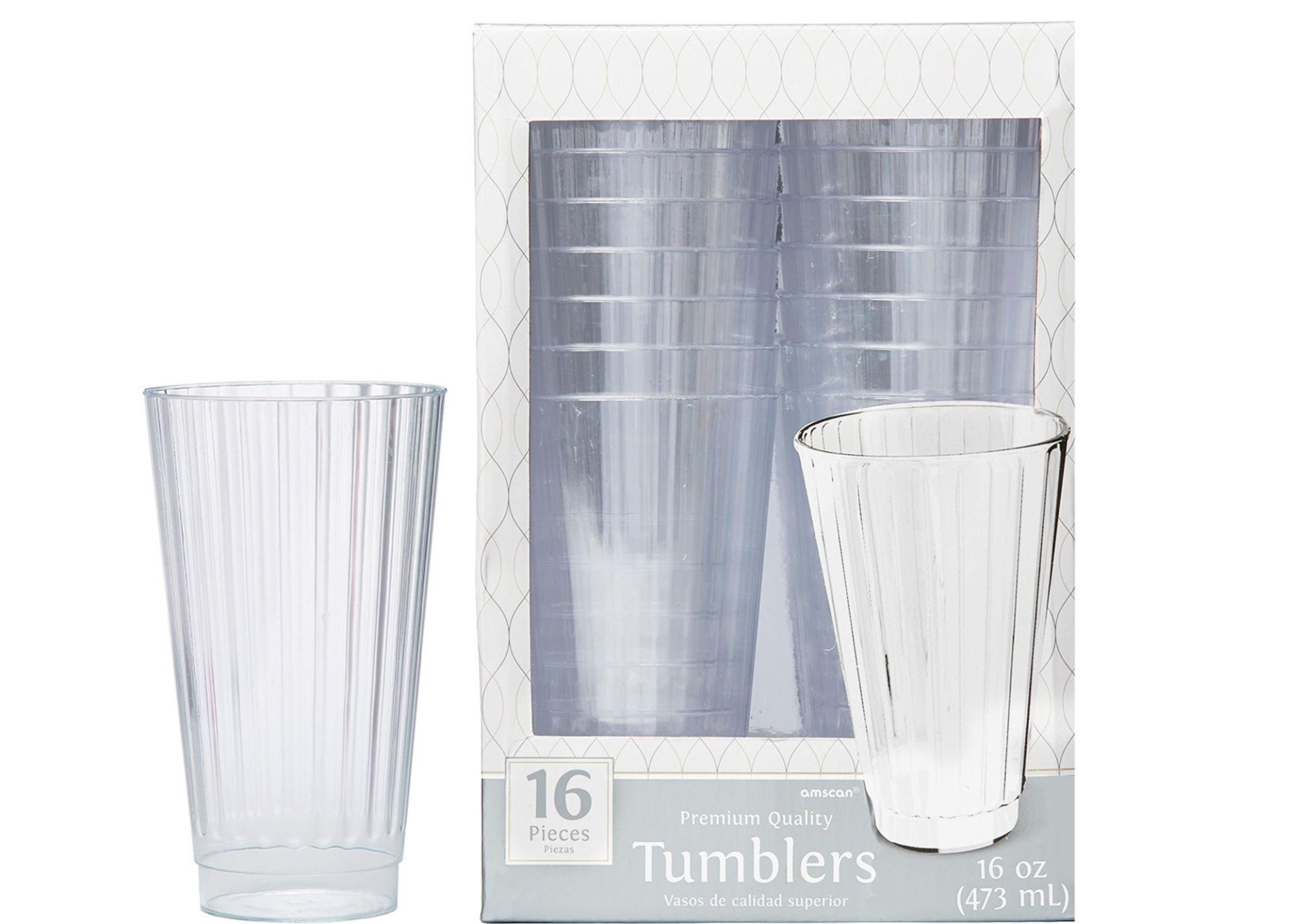 slide 1 of 1, Party City CLEAR Premium Plastic Cups, 16 ct