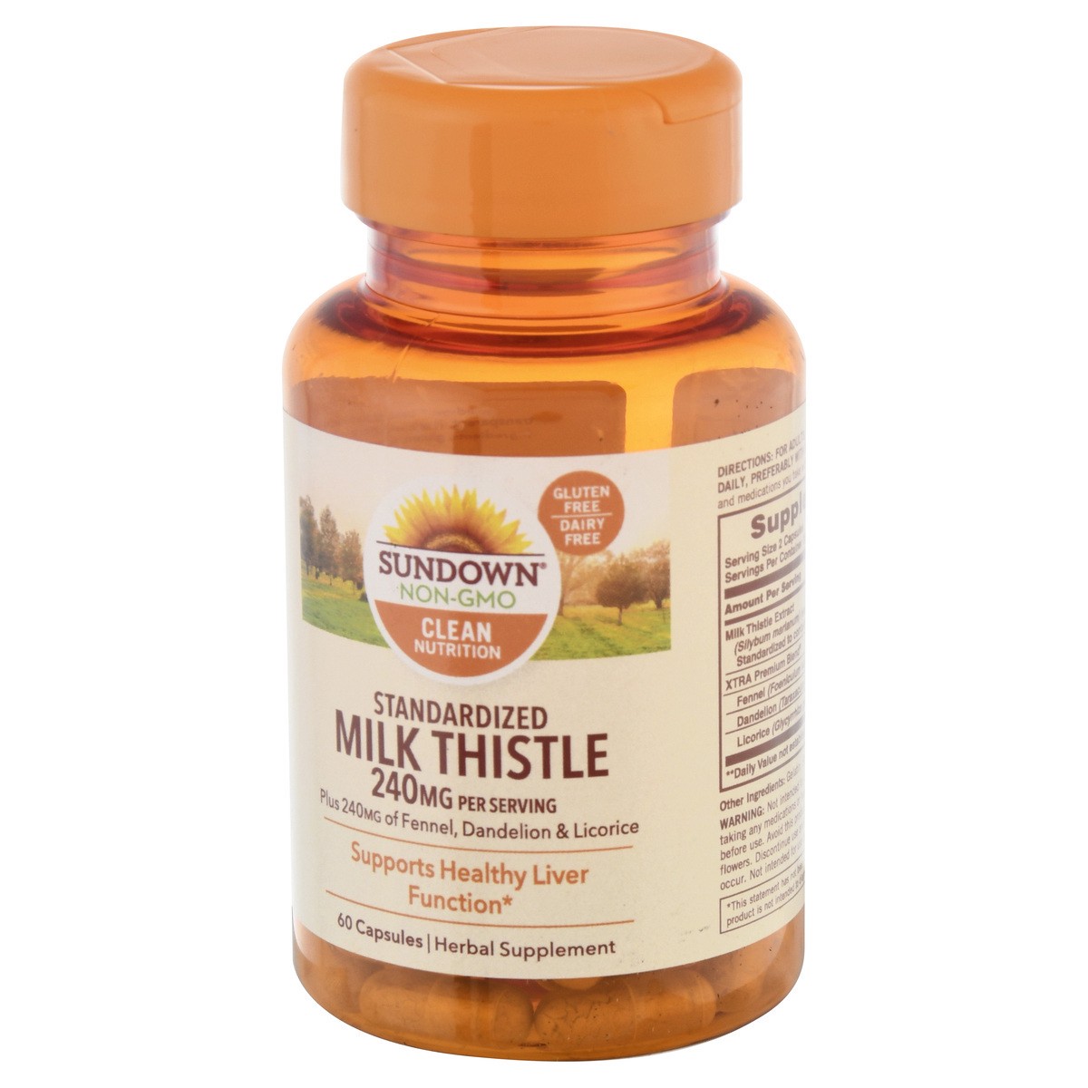 slide 9 of 9, Sundown Non-GMO 240 mg Capsules Standardized Milk Thistle 60 ea, 60 ct