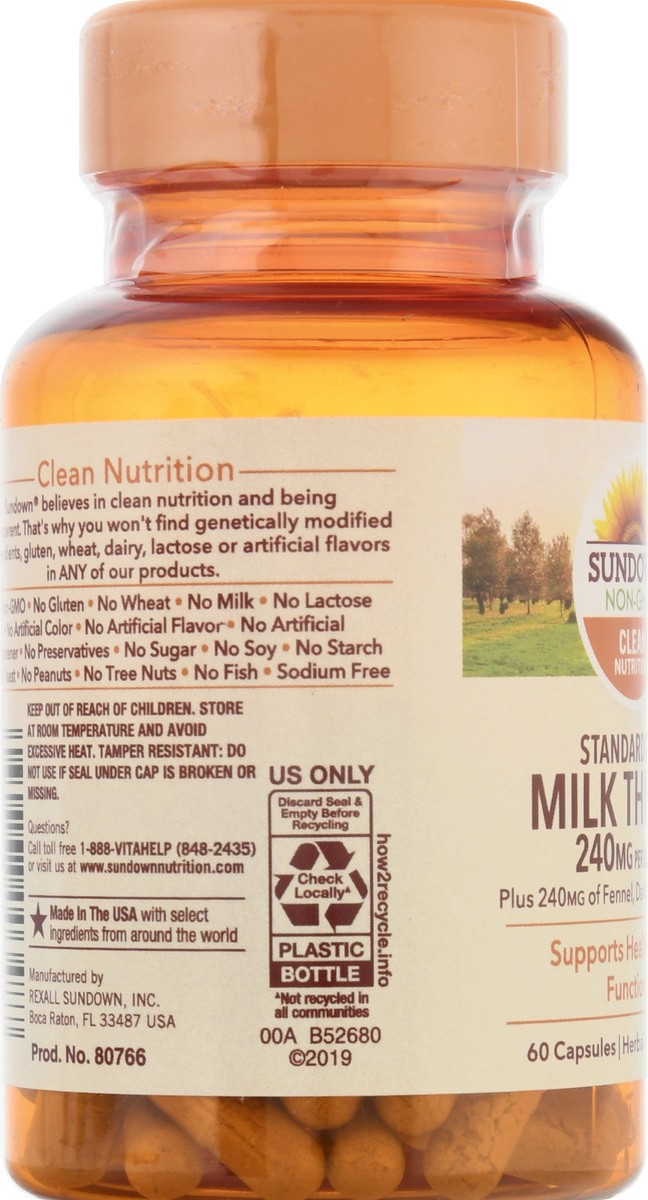 slide 3 of 9, Sundown Non-GMO 240 mg Capsules Standardized Milk Thistle 60 ea, 60 ct