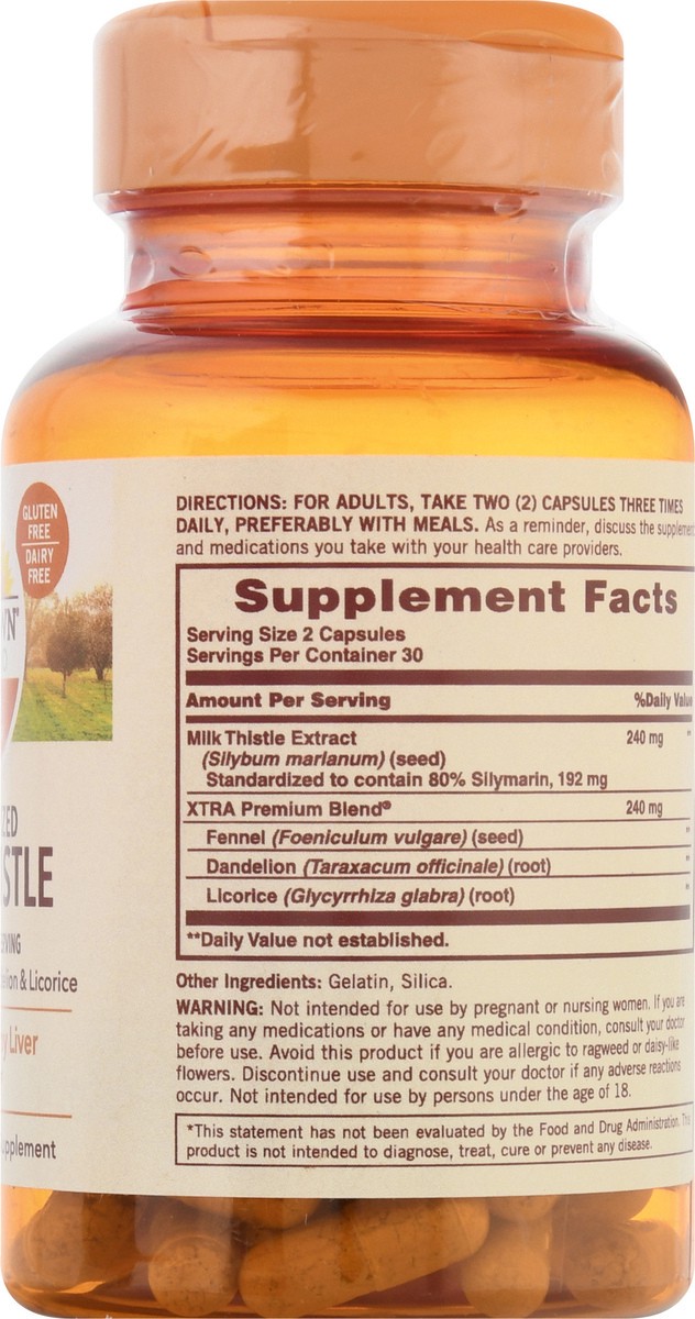 slide 7 of 9, Sundown Non-GMO 240 mg Capsules Standardized Milk Thistle 60 ea, 60 ct