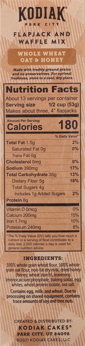 slide 9 of 14, Kodiak Cakes Frontier Whole Wheat Oat & Honey Flapjack & Waffle Mix 24 oz, 24 oz