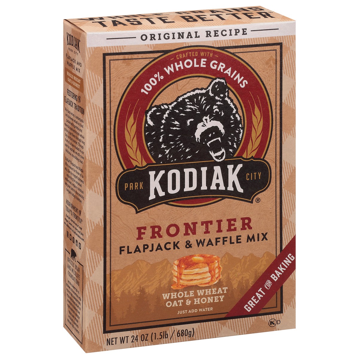 slide 8 of 14, Kodiak Cakes Frontier Whole Wheat Oat & Honey Flapjack & Waffle Mix 24 oz, 24 oz