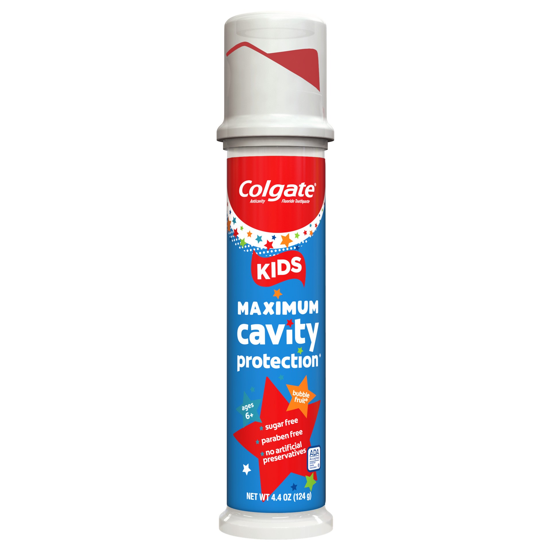 slide 1 of 10, Colgate Kids Toothpaste Pump with Fluoride, Anticavity & Cavity Protection Toothpaste, For Ages 6+, Mild Bubble Fruit Flavor, 4.4 Ounce (6 Pack), 26.4 oz