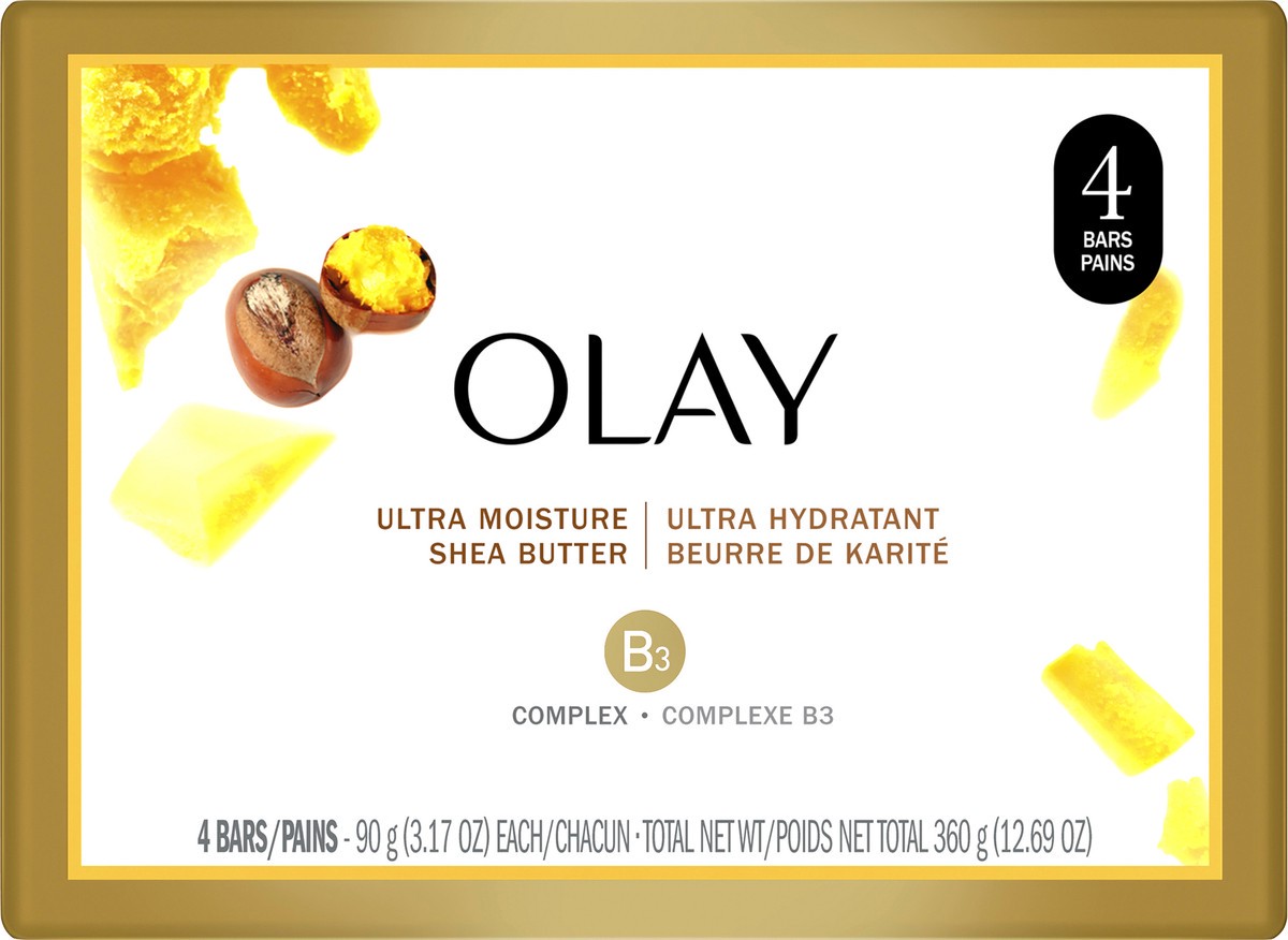 slide 2 of 2, Olay 4 Pack Ultra Moisture Shea Butter Bar Soap 4 ea, 4 ct