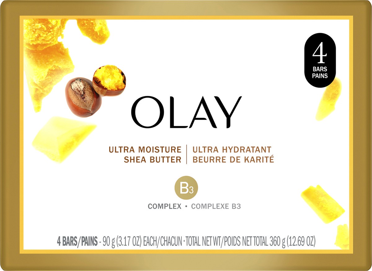 slide 1 of 2, Olay 4 Pack Ultra Moisture Shea Butter Bar Soap 4 ea, 4 ct