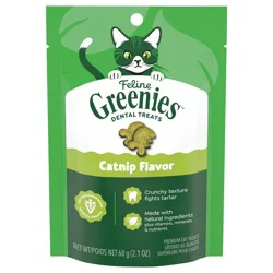 Feline Greenies Premium Dental Treats Catnip Flavor Cat Treats 60 g