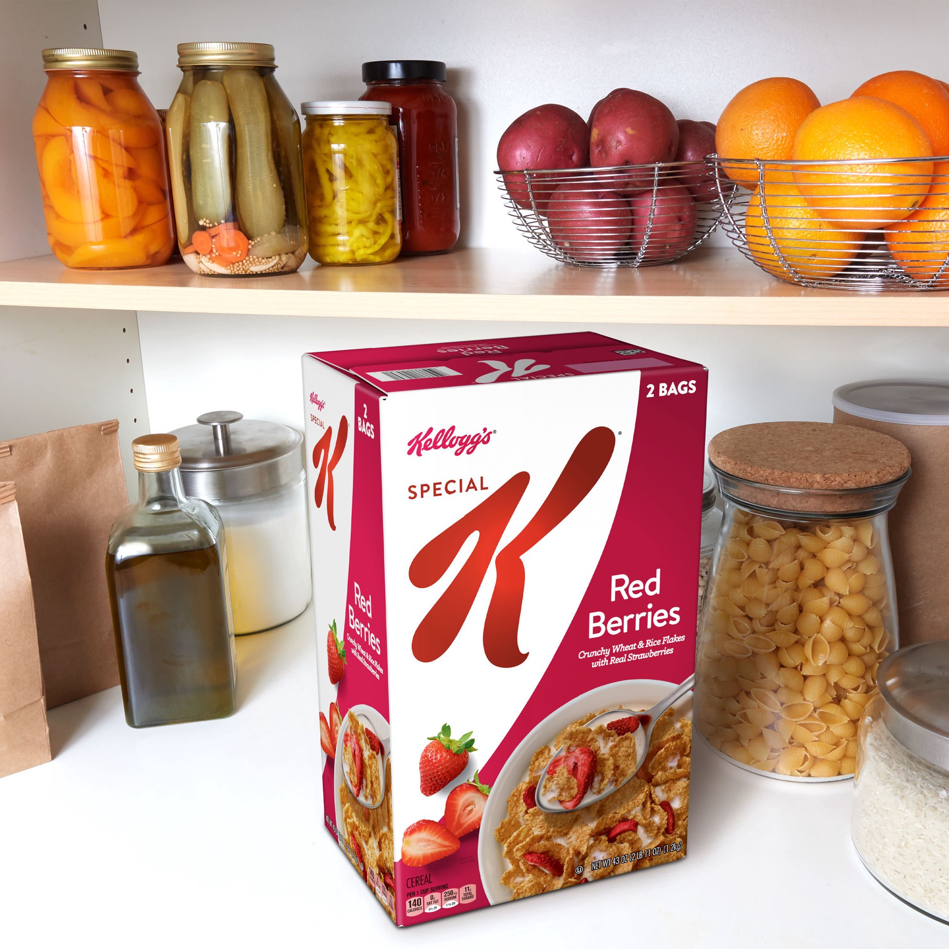 slide 4 of 5, Special K Kellogg's Special K Breakfast Cereal, Family Breakfast, Fiber Cereal, Red Berries, 43oz Box, 2 Bags, 43 oz
