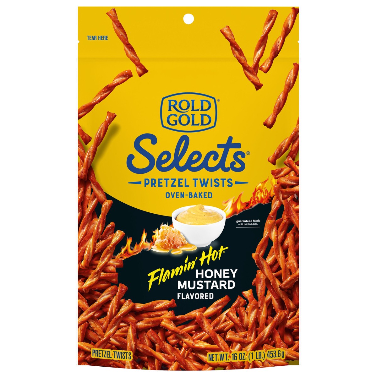 slide 8 of 9, Rold Gold Selects Pretzels Twists Oven Baked Flamin' Hot Honey Mustard Flavored - 16 oz, 16 oz