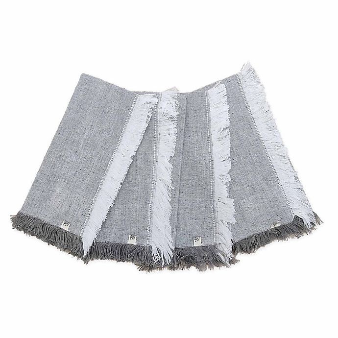 slide 1 of 4, Bee & Willow Home Fringed Napkins - Grey, 4 ct